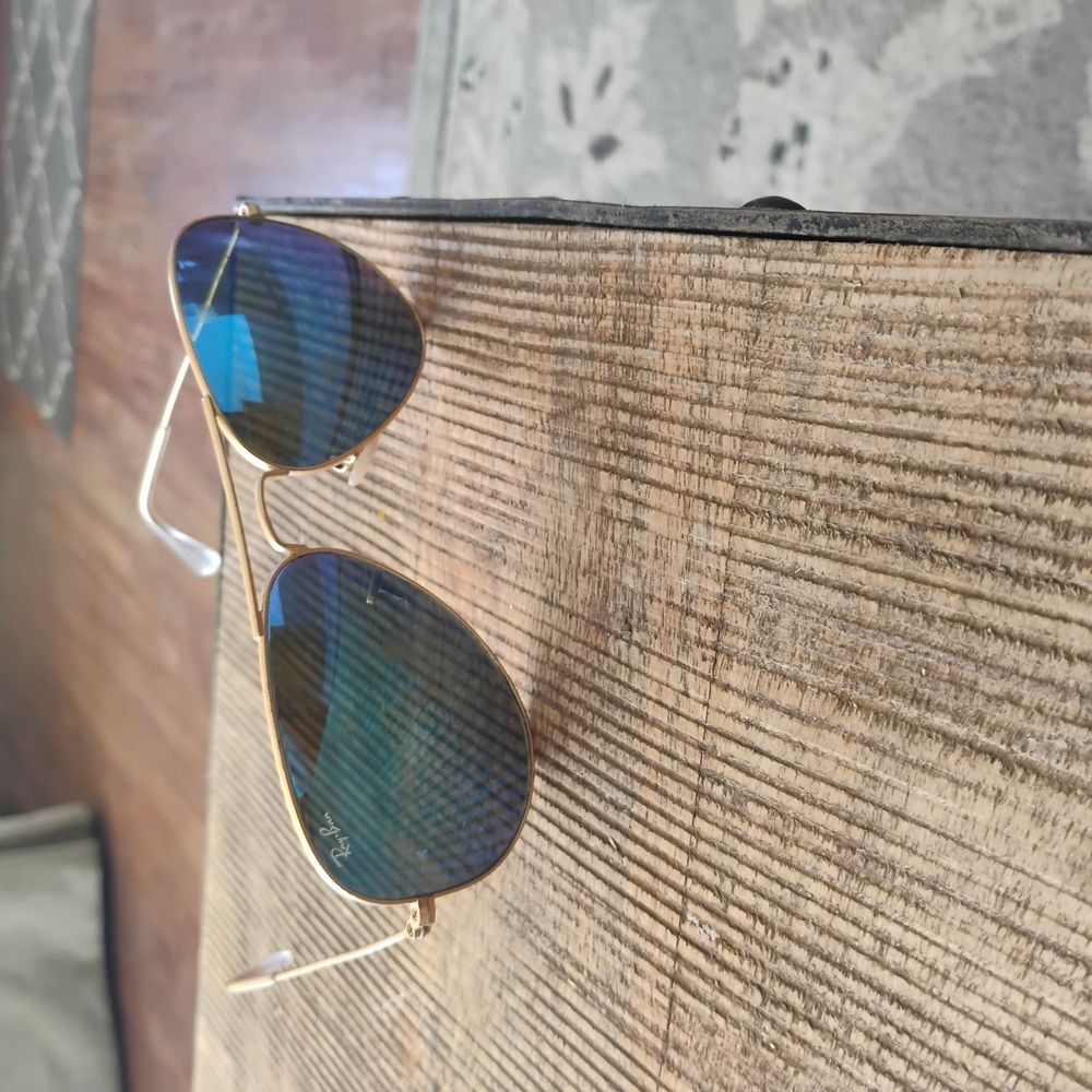 Ray-Ban Gold and Blue Aviator Sunglasses